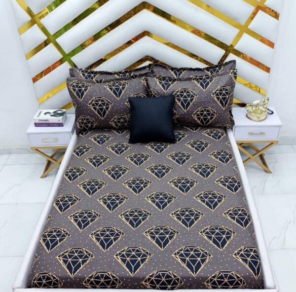 Brown diamond print bedsheet set