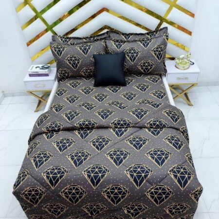 brown diamond print duvet cover set