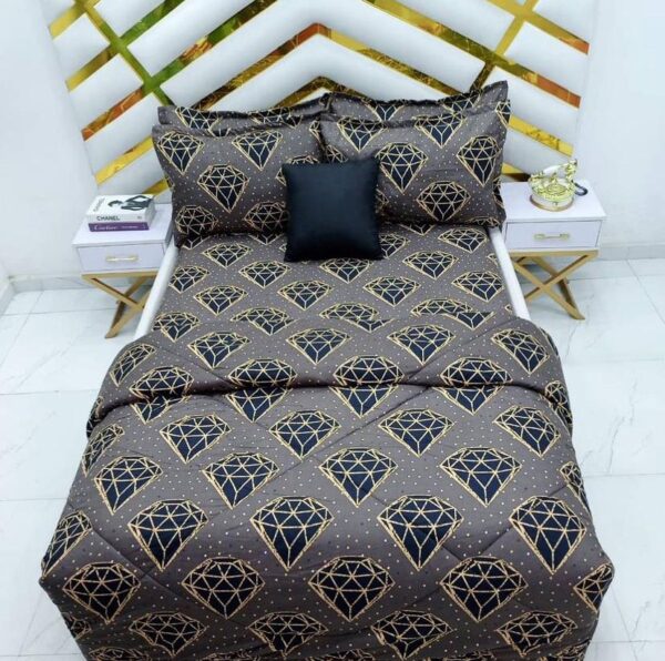 brown diamond print duvet cover set