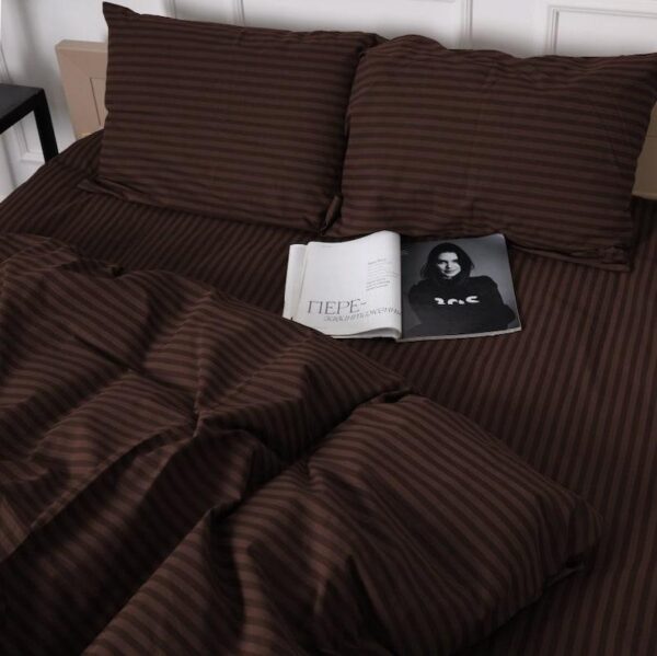 brown striped duvet set