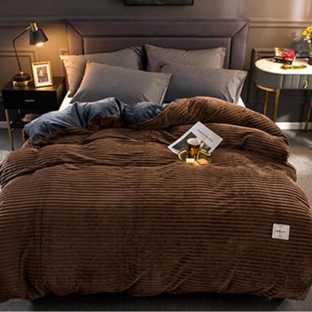 coffee velvet striped duvet cover