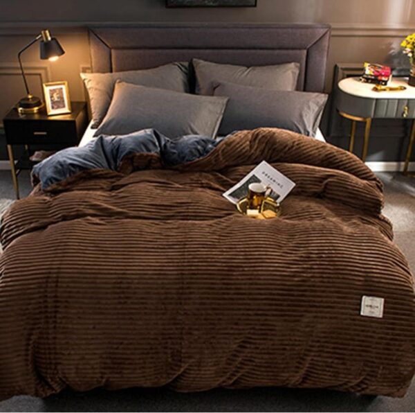 coffee velvet striped duvet cover