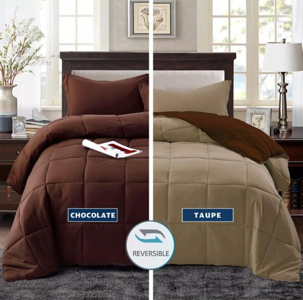 brown and taupe reversible duvet set