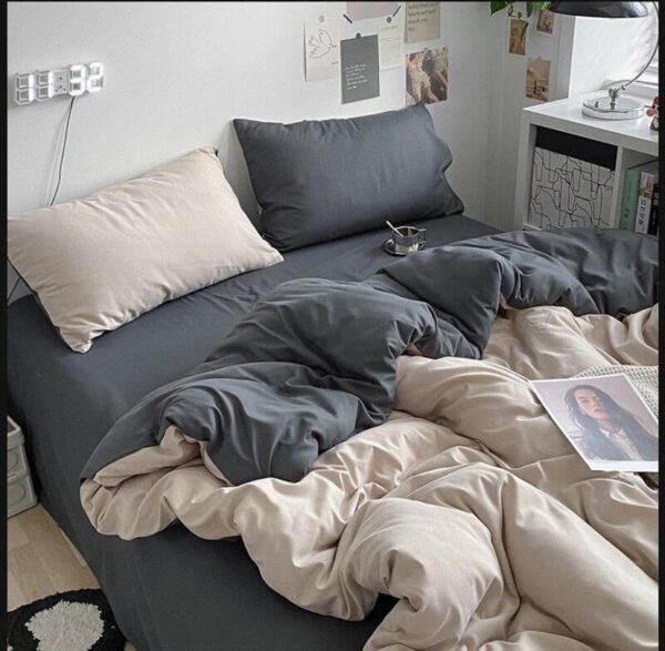 dark grey and cream duvet set