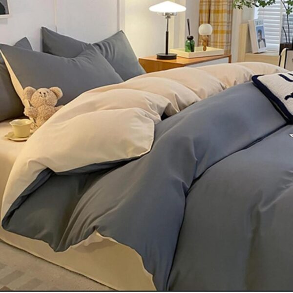 dark grey and cream reversible duvet set