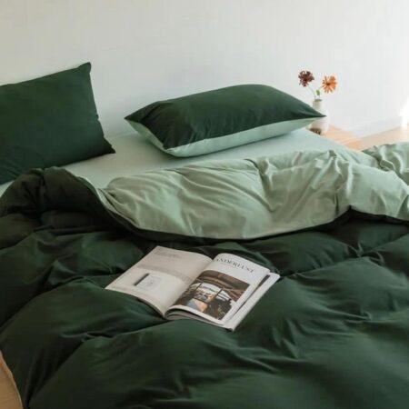 green reversible comforter