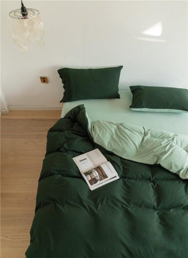 green and light green reversible duvet