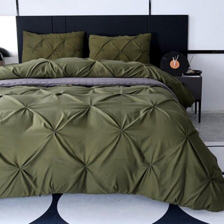 pinch pleated green duvet set