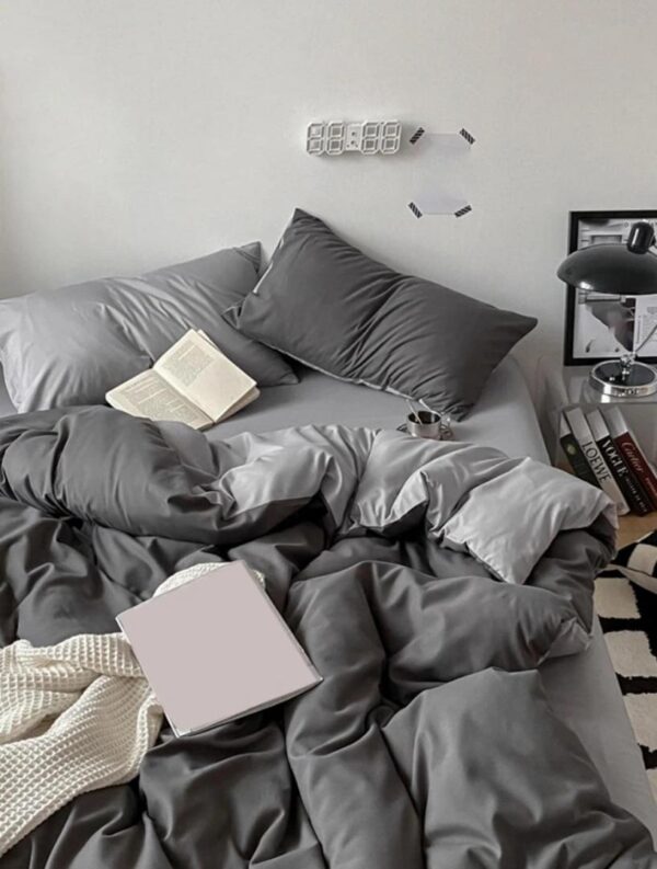 dark grey reversible duvet set