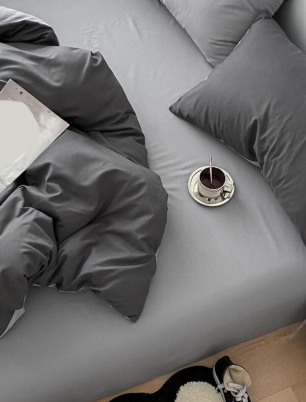 grey duvet set with pillowcases