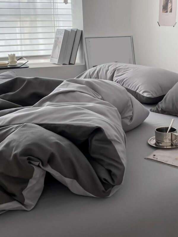 light grey and grey bedding set