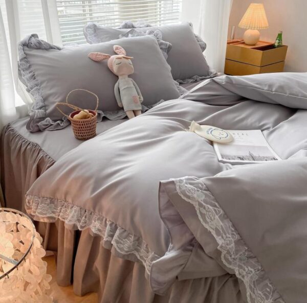 grey ruffles duvet cover