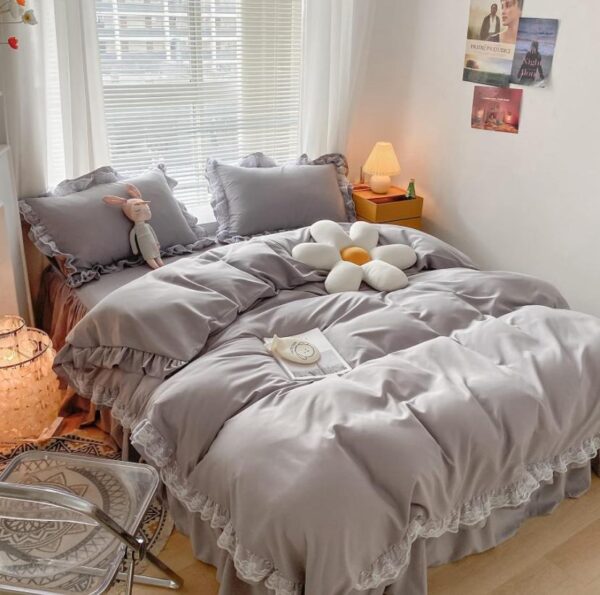 grey ruffles duvet cover