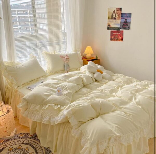 yellow ruffles duvet set