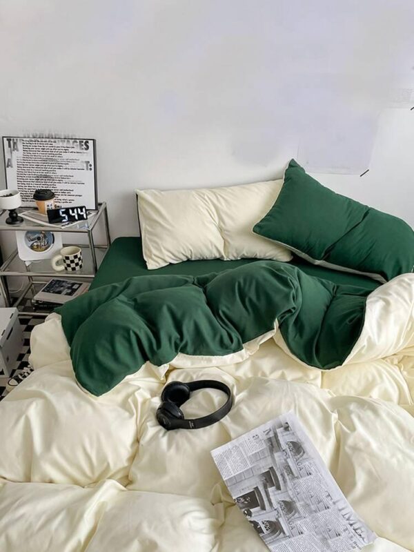 cream and green duvet set