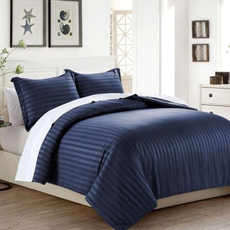 Navy blue stripe quilted duvet