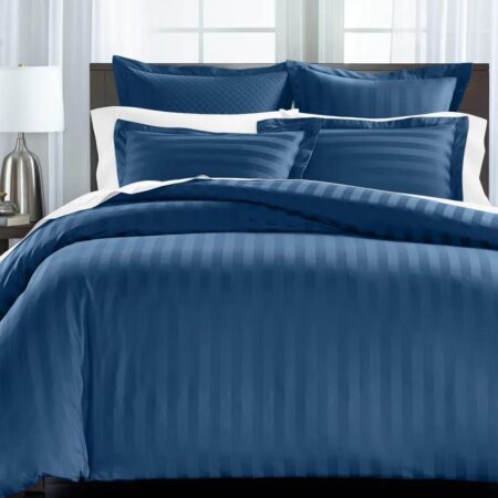 Navy peony stripe duvet set