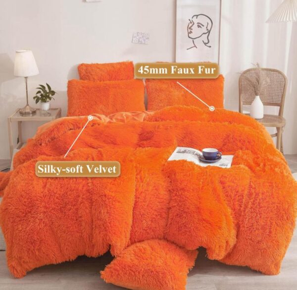 orange faux fur duvet