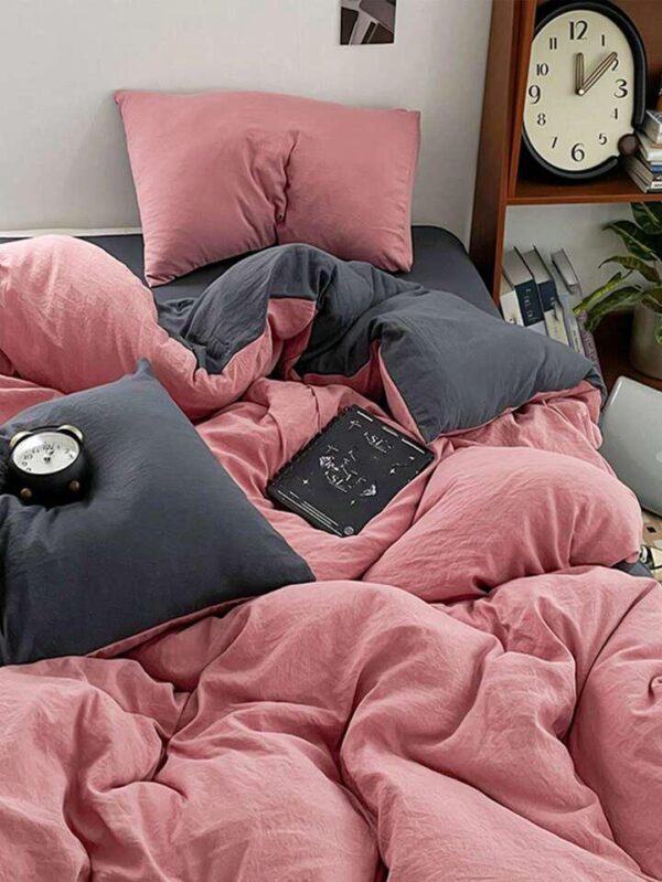 pink and grey bedding set