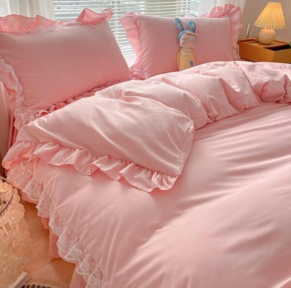 pink ruffle duvet set