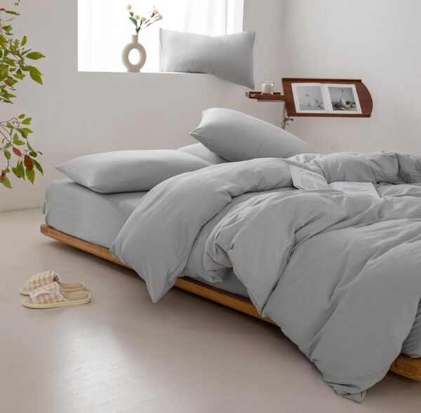 grey duvet and pillowcases