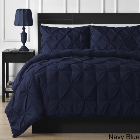 Navy blue pinch pleat duvet set