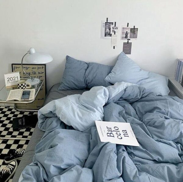 Solid blue duvet set