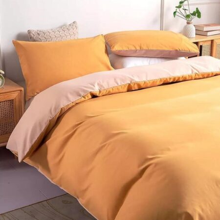 Premium Quality Yellow Reversible Duvet Set - Soft and Skin Friendly, Breathable and Washable All Season Solid Duvet +Bedspread and Pillowcases 4/6 Pcs Set (4by6/ 6by6/ 6by7/ 7by7 Sizes) - Image 4