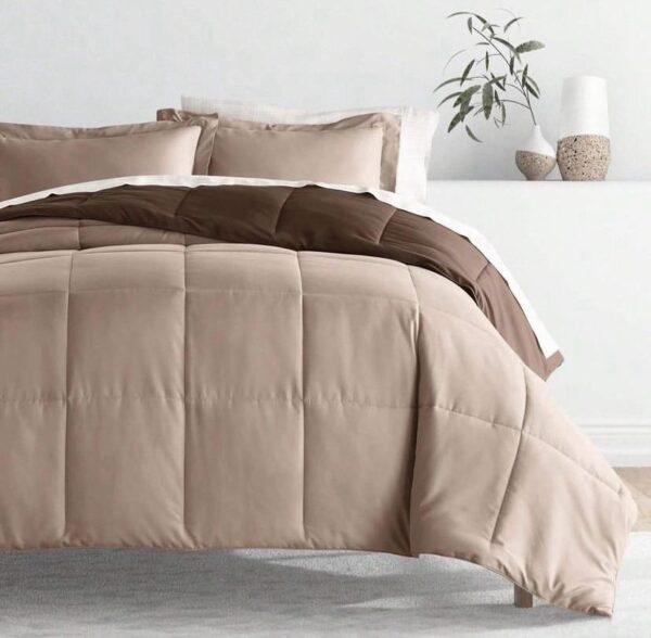 taupe and chocolate reversible duvet set