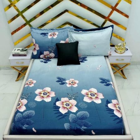 teal petal floral bedsheet set