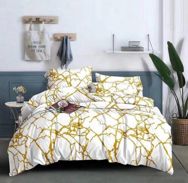 White and gold marble duvet set