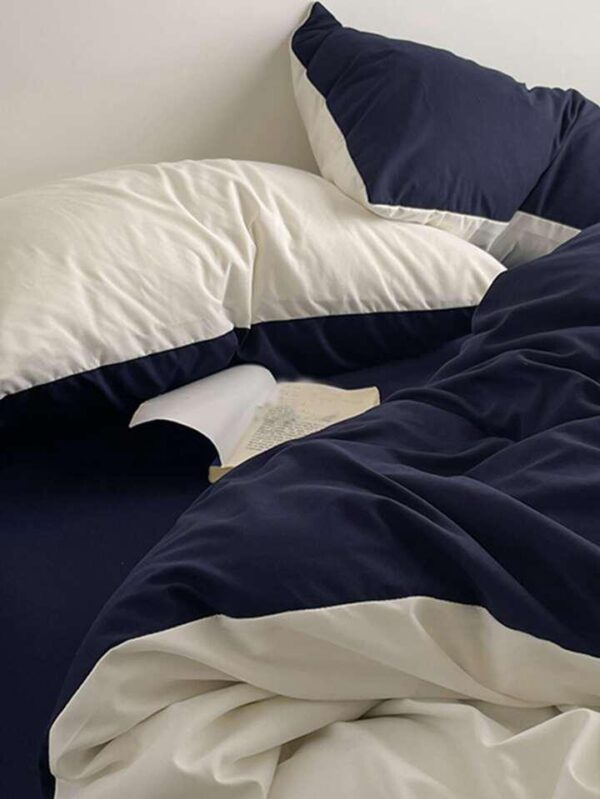 white and blue bedding set