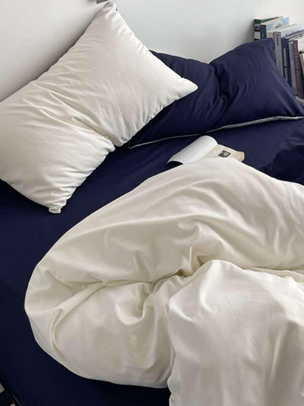 white and blue duvet