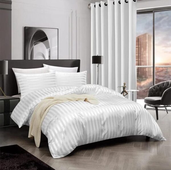 White cotton stripe bedding set