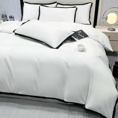 Hotel Quality White Bedding Set, 1 Double Padded Thick Duvet, 1Duvet Cover, 1 Bedsheet and 2/4 Matching Pillowcases Set, Pure Polish Cotton Duvet 4by6, 6by6, 6by7, 7by7 Sizes - Image 3