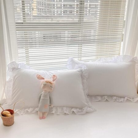 white ruffle lace pillowcases