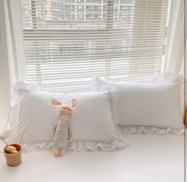 white ruffle lace pillowcases