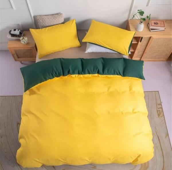 yellow and green reversible duvet set