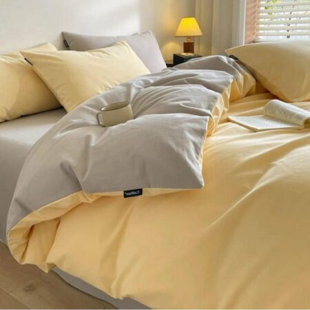 yellow and grey duvet set