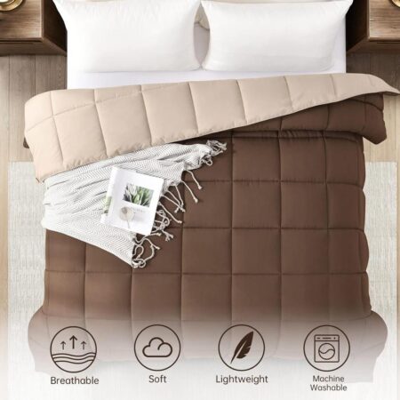 Reversible Duvet Set - 4/6 Piece Box Stitched Soft and Breathable Quilted Duvet with Bedsheet and Pillowcases Set, 4by6/ 6by6/ 6by7/ 7by7 Sizes, Dark Blue/Light Blue - Image 3