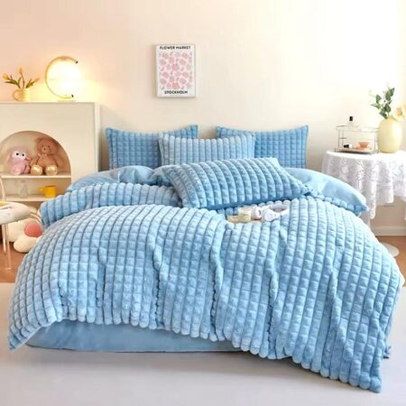 Luxury Faux Fur Velvet Fleece Plush Duvet and Duvet Cover with Bedsheet and Pillowcases, Fluffy Soft Bedding Set (4by6/ 6by6/ 6by7/ 7by7 Sizes) - Image 2