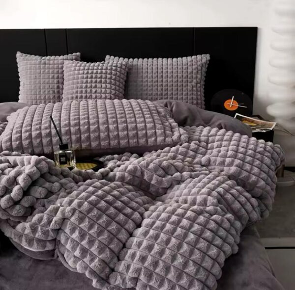 Grey Luxury Faux Fur Velvet Fleece Plush Duvet