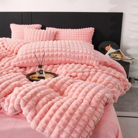 Pink Luxury Faux Fur Velvet Fleece Plush Duvet