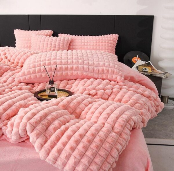 Pink Luxury Faux Fur Velvet Fleece Plush Duvet