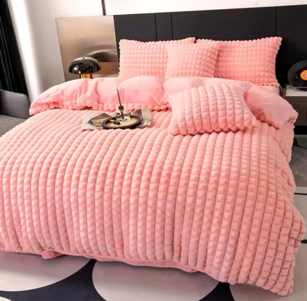 pink faux fur velvet duvet set