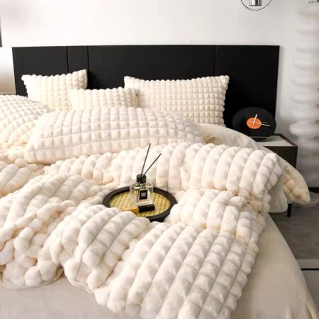 faux fur fluffy cream duvet set