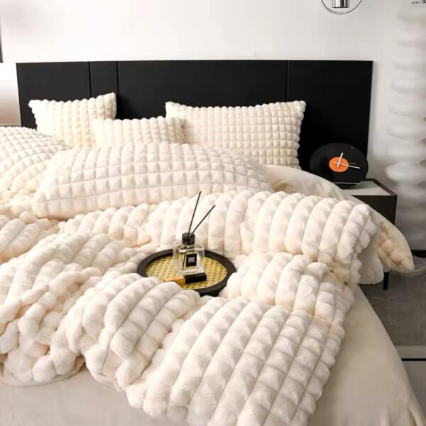 faux fur fluffy cream duvet set