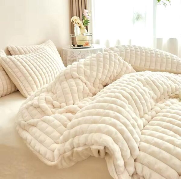 faux fur white duvet cover set