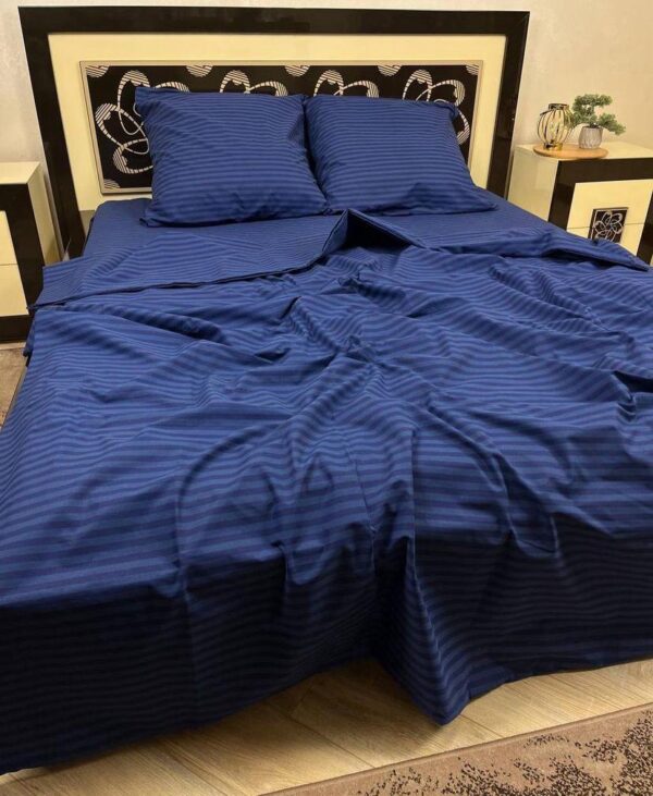 Navy blue striped duvet set