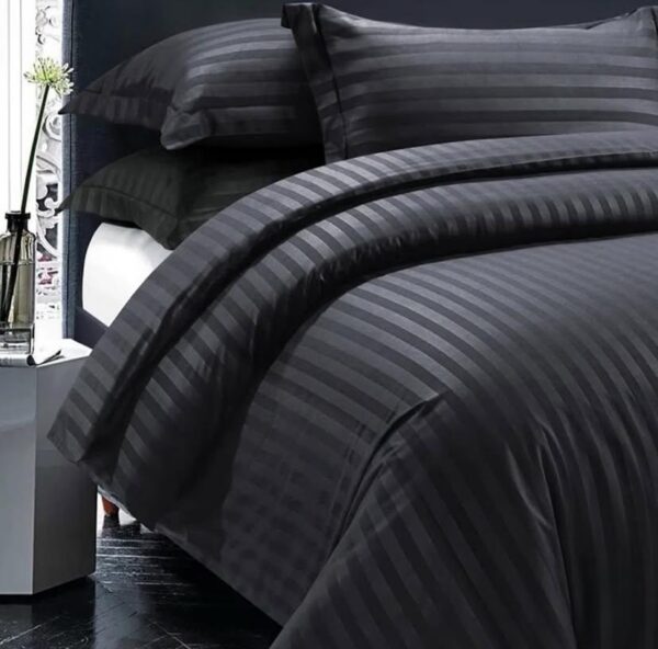 black satin stripe duvet set